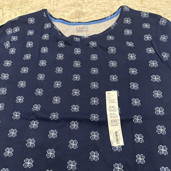 Croft and Barrow XXL womens NWT blue geo pattern The Classic Tee - Picture 2 of 8